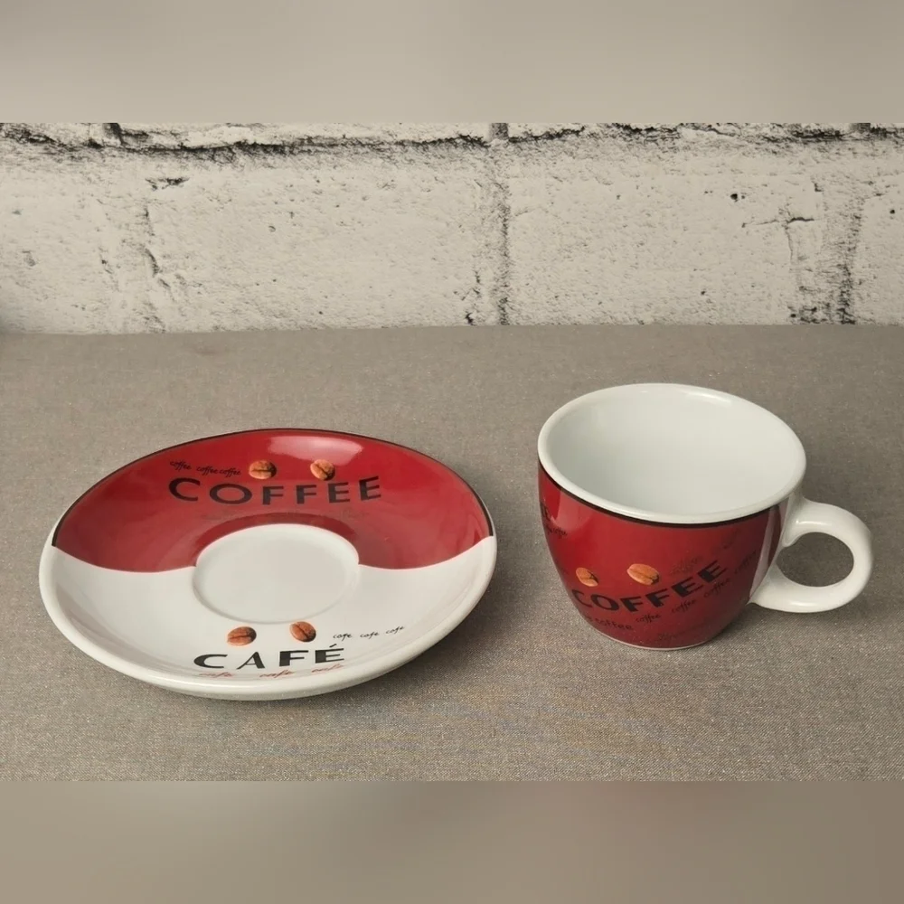 Vintage Café Coffee Cups & Saucers Set of 6 Multicolor Espresso Style - Picture 9 of 12